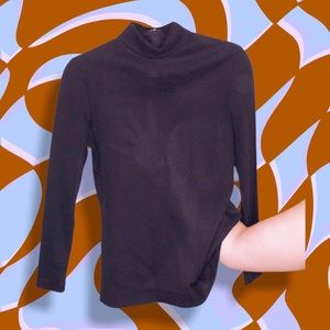 Vintage 70s Black mesh knit black turtleneck